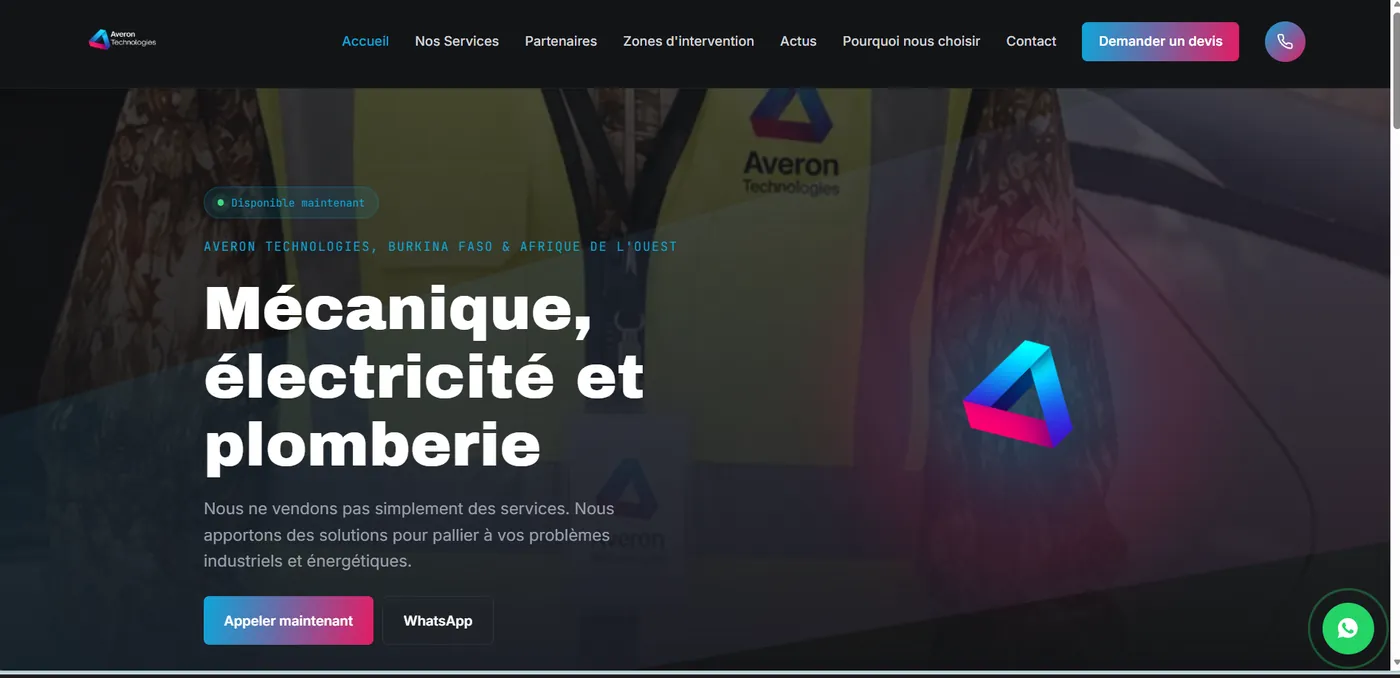 Site d'Averon Technologies
